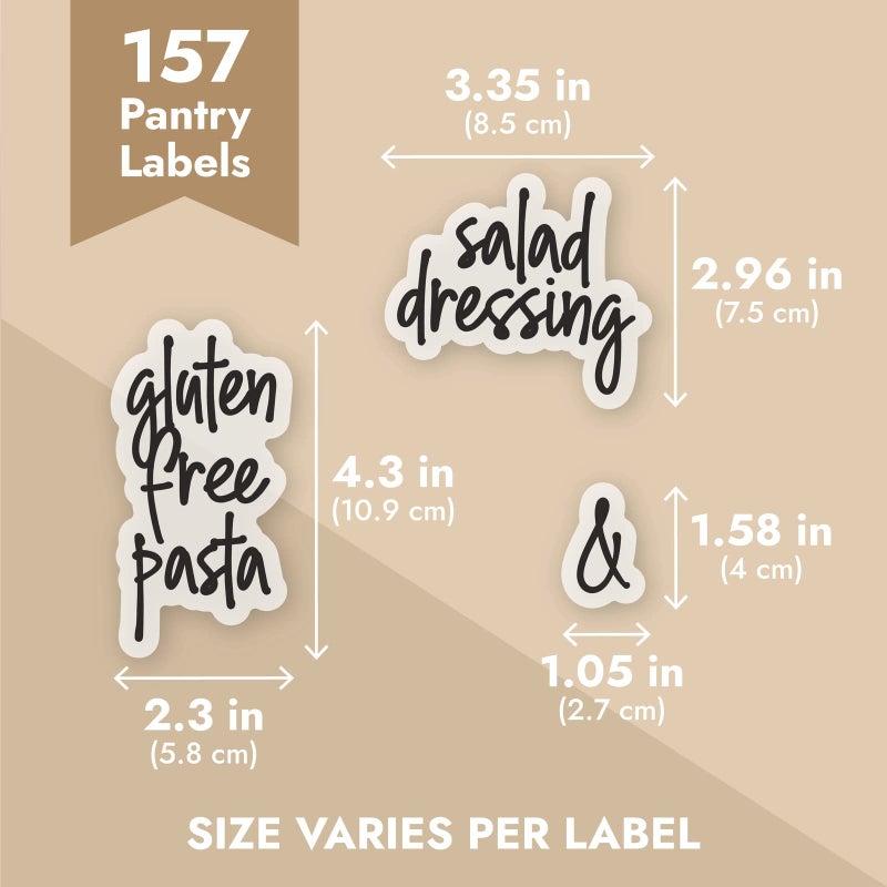 Talented Kitchen 157 Pantry Labels for Food Containers - Preprinted Black Script Kitchen Food Organization Labels for Storage Canisters and Jars (Water Resistant) - Image 5