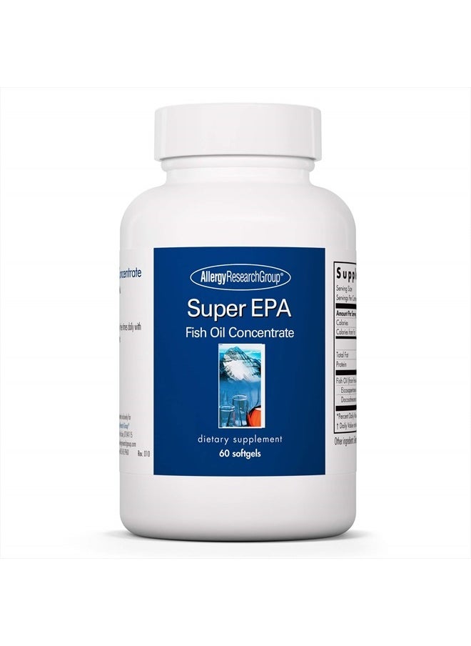 Allergy Research Group - Super EPA - Omega 3 Supplement, Fish Oil Concentrate, EPA, DHA, Omega 3 Fatty Acids, Sustainably-Sourced Anchovies - 60 Count - Image 1