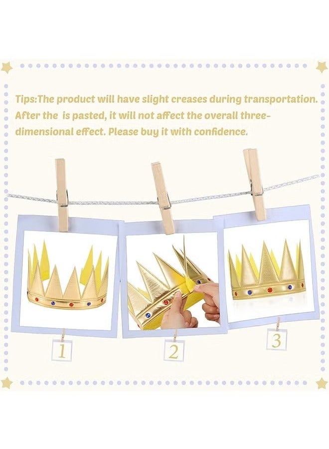 4 Pcs Kids Party Gift King Crown, Adjustable Party Hats, Costume Props Accessory (Golden) - Image 3