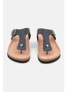 Tahari Men Slip On Synthetic Leather Cork Sandals, Navy Blue HB  - Image 3