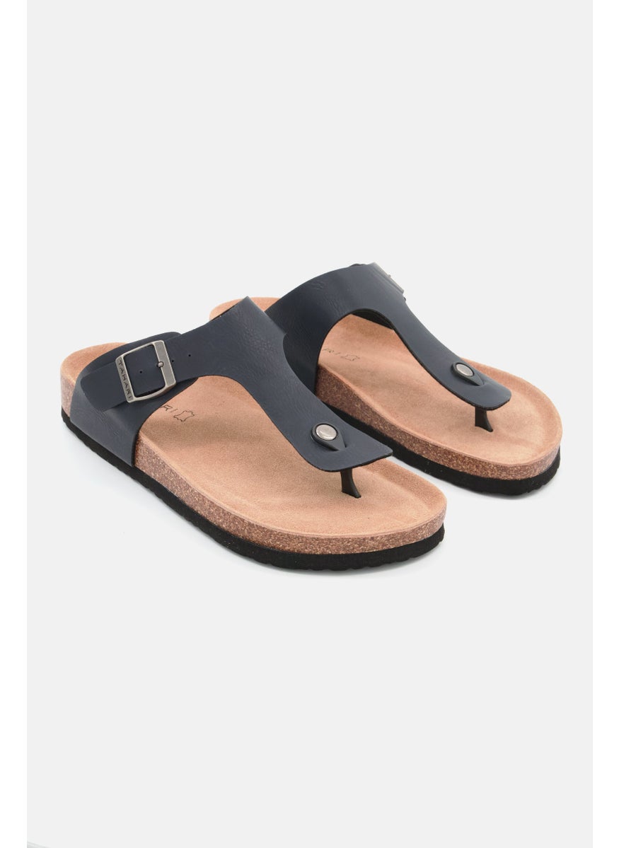 Tahari Men Slip On Synthetic Leather Cork Sandals, Navy Blue HB  - Image 1