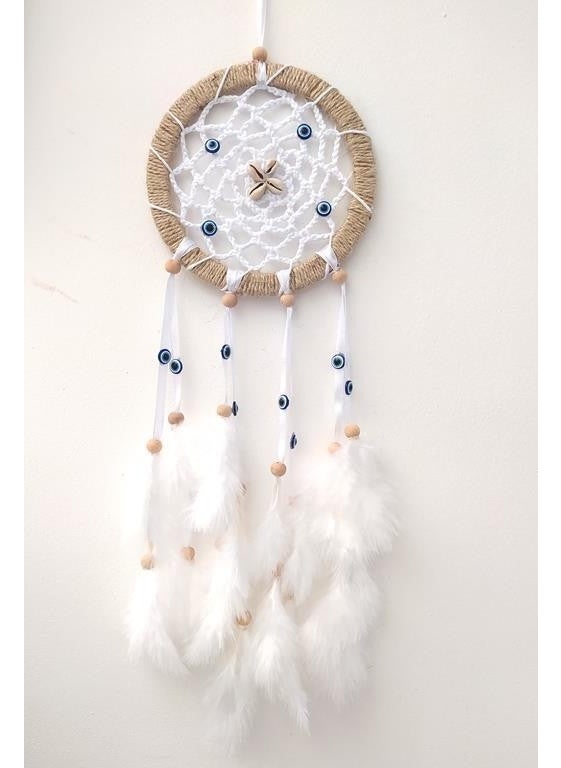 HD Marketim Evil Eye Beaded Dream Catcher Dreamcatcher Bird Feather Wall Ornament Home Decor  - Image 1