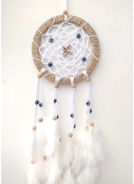 HD Marketim Evil Eye Beaded Dream Catcher Dreamcatcher Bird Feather Wall Ornament Home Decor  - Image 2