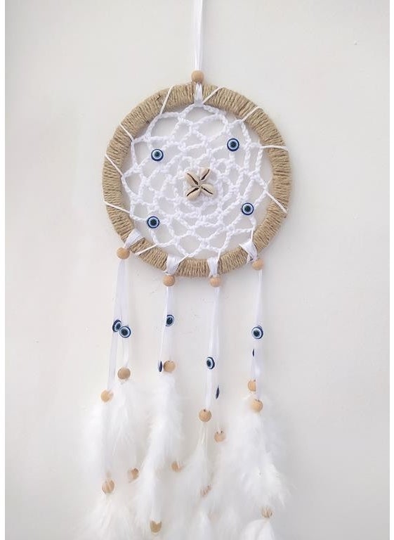 HD Marketim Evil Eye Beaded Dream Catcher Dreamcatcher Bird Feather Wall Ornament Home Decor  - Image 4