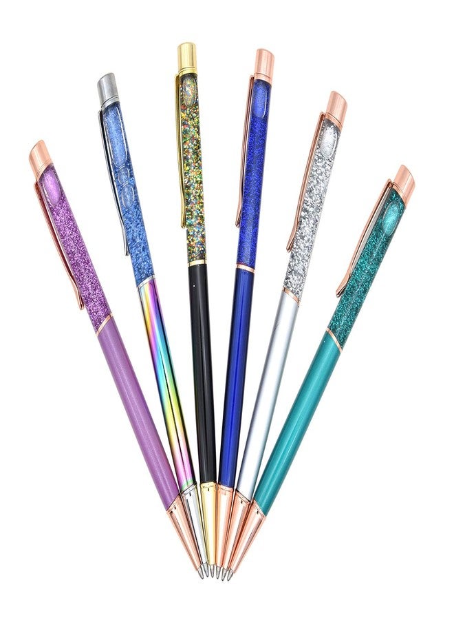 Gullor 6 PCS Ballpoint Pens Cute Fancy Metal Pen Bling Dynamic Liquid Pieces for Office Supplies Black Ink(6PCS), Multicolor C - Image 5