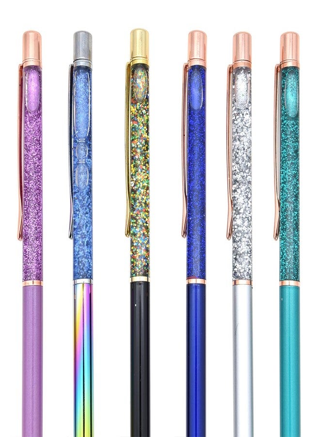 Gullor 6 PCS Ballpoint Pens Cute Fancy Metal Pen Bling Dynamic Liquid Pieces for Office Supplies Black Ink(6PCS), Multicolor C - Image 4