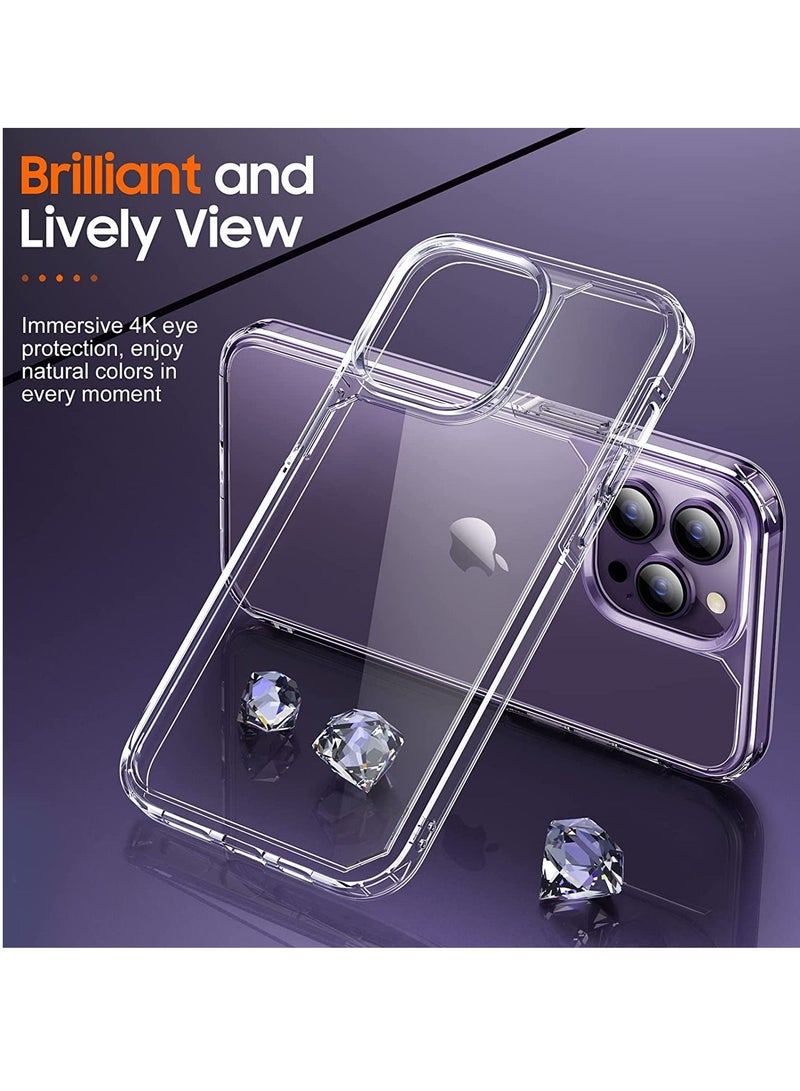 [5 in 1] Designed for iPhone 14 Pro Max Case with 2 Pack Tempered Glass Screen Protector +2pcs Camera Lens Protector, [Military Grade Protection] Shockproof, Slim Thin, Anti-Scratch Kit-Clear - Image 4