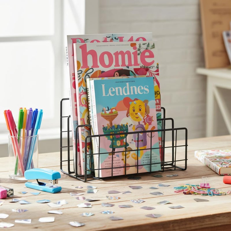 ND File Folder Organizer for Desktop,3 Section Metal Vertical magazine Stand Holder,Paper tray/Mail countertop/Record/Letter/Book Rack Sorter Holders,Desk organizers and accessories & office supplies - Image 4