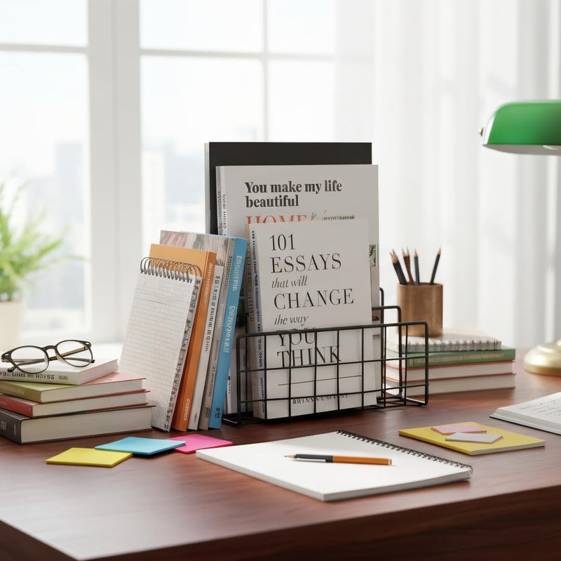 ND File Folder Organizer for Desktop,3 Section Metal Vertical magazine Stand Holder,Paper tray/Mail countertop/Record/Letter/Book Rack Sorter Holders,Desk organizers and accessories & office supplies - Image 5