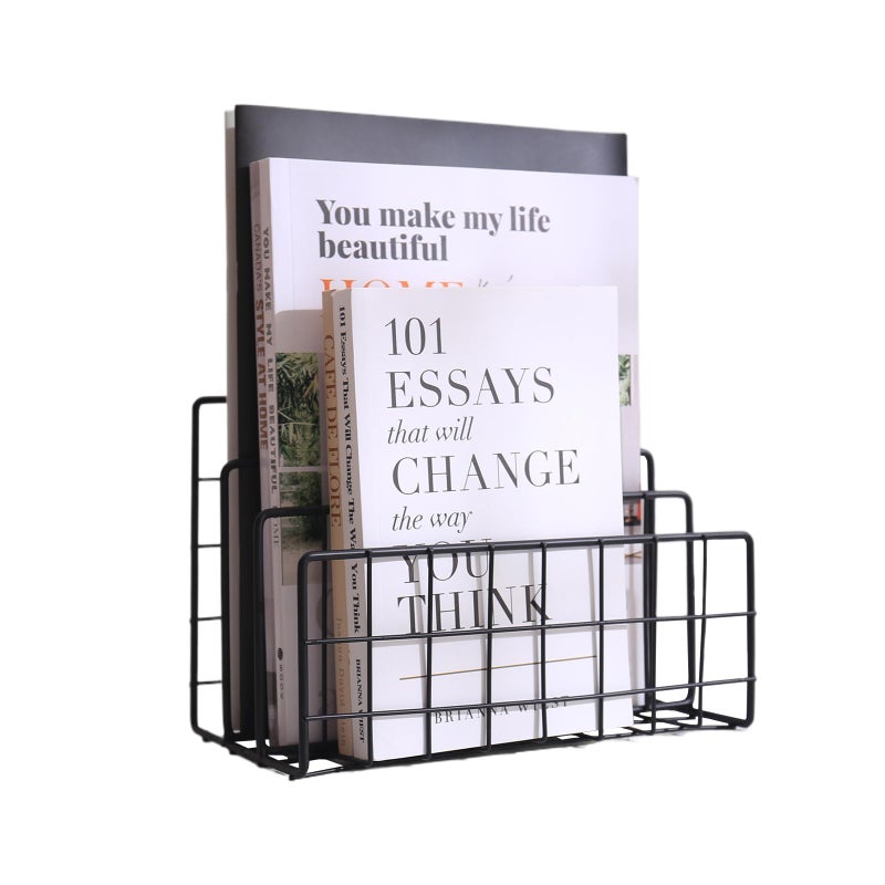 ND File Folder Organizer for Desktop,3 Section Metal Vertical magazine Stand Holder,Paper tray/Mail countertop/Record/Letter/Book Rack Sorter Holders,Desk organizers and accessories & office supplies - Image 1