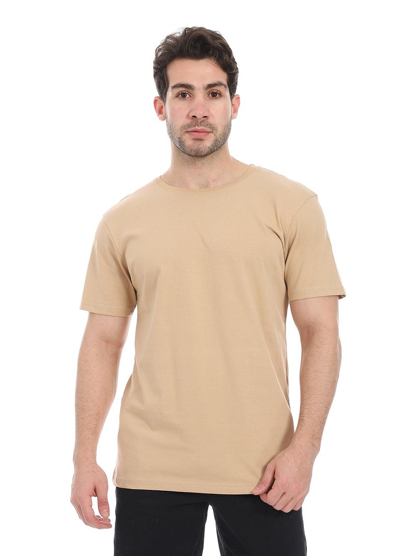 Andora Essential Plain Short Sleeves T-Shirt_ Beige  - Image 1