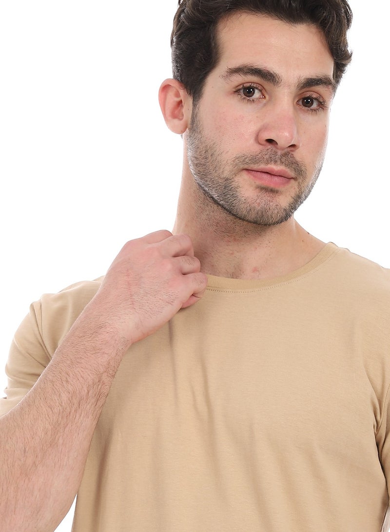 Andora Essential Plain Short Sleeves T-Shirt_ Beige  - Image 4