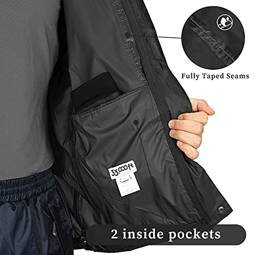 33,000ft Packable Rain Jacket Men's Lightweight Waterproof Rain Shell Jacket Raincoat with Hood for Golf Cycling Windbreaker - Image 4