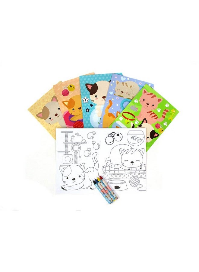 TINYMILLS Cats and Kittens Coloring Books for Kids with 12 Coloring Books and 48 Crayons, Cat Birthday Party Favors, Favor Bag Fillers, Classroom Rewards, Carnival Prizes - Image 2