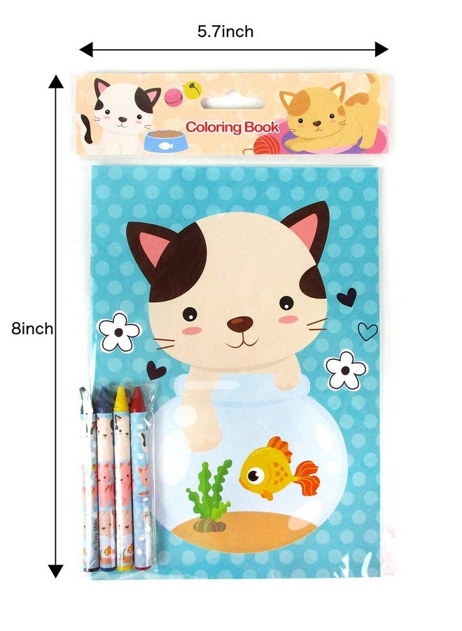TINYMILLS Cats and Kittens Coloring Books for Kids with 12 Coloring Books and 48 Crayons, Cat Birthday Party Favors, Favor Bag Fillers, Classroom Rewards, Carnival Prizes - Image 4