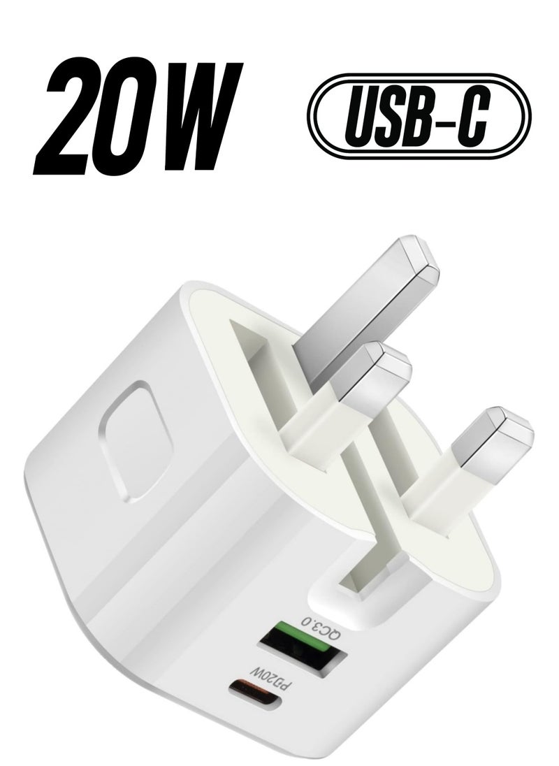 ELTRAZONE - USB C Charger 20W Fast Charge Wall Plug, 2 Ports PD&QC 3.0 Fast Charger Plug Compatible for iPhone 13/13 Pro 12/12 Pro/12 Pro Max/11/XS/XR, iPad, Galaxy, Huawei etc - Image 1
