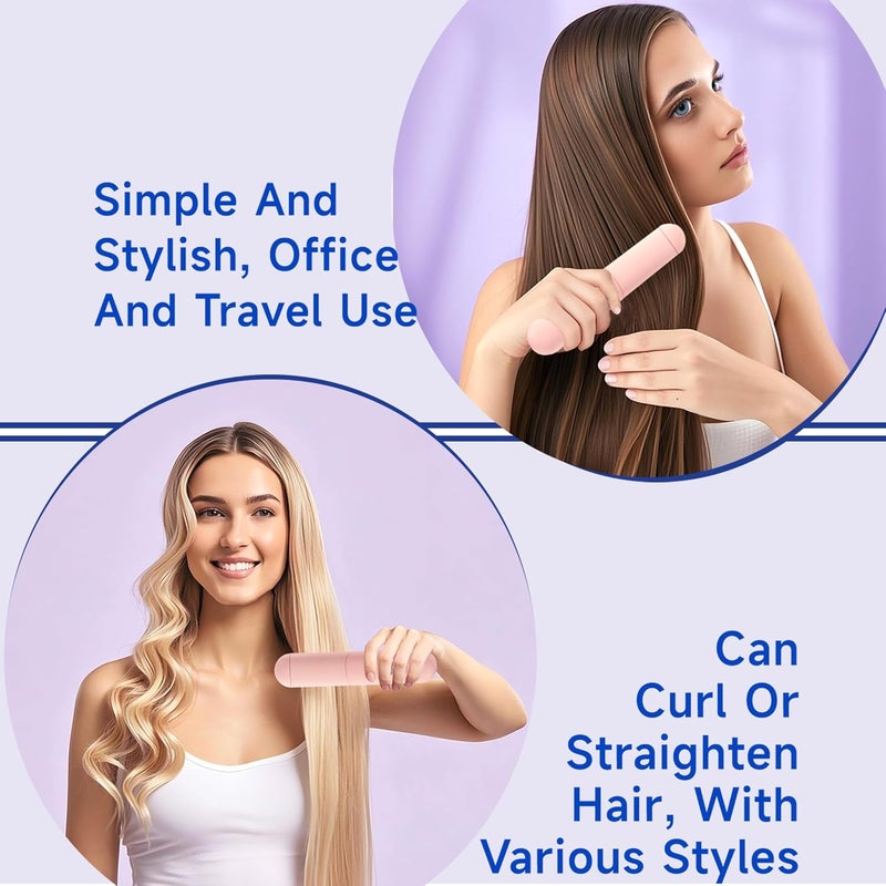 BOMIDI Cordless Hair Straightener Brush with Detachable for Easy Clean, 200M Negative Ions, 6-Speed Smart Temp Control and Type-C/Base Dual Charging, Travel-Friendly Styling Tool - Pink - Image 2