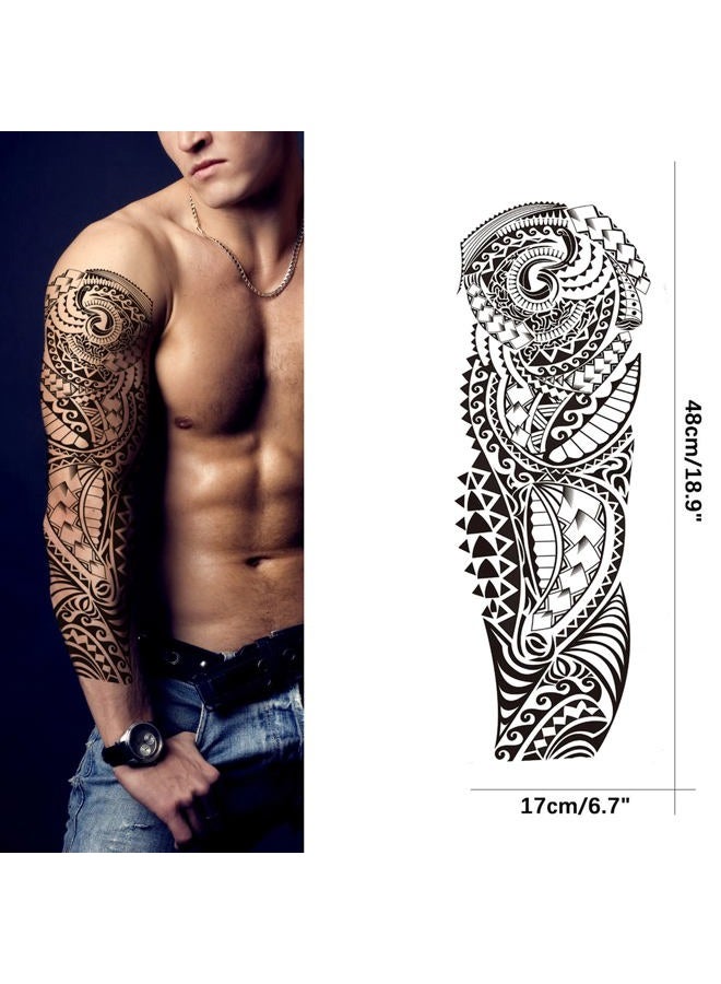 PADOUN Tribal Tattoo Sleeves for Men, 8-Sheet Large Temporary Tattoos Women Black Totem Sleeve Tattoos, Waterproof Realistic Full Sleeve Temporary Tattoos Fake Tattoo - Image 3
