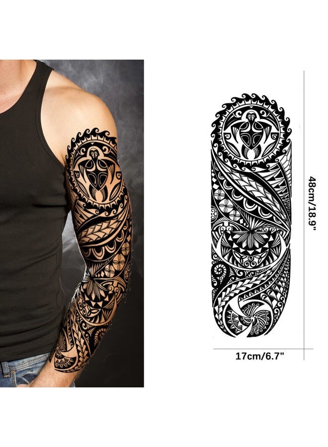 PADOUN Tribal Tattoo Sleeves for Men, 8-Sheet Large Temporary Tattoos Women Black Totem Sleeve Tattoos, Waterproof Realistic Full Sleeve Temporary Tattoos Fake Tattoo - Image 2