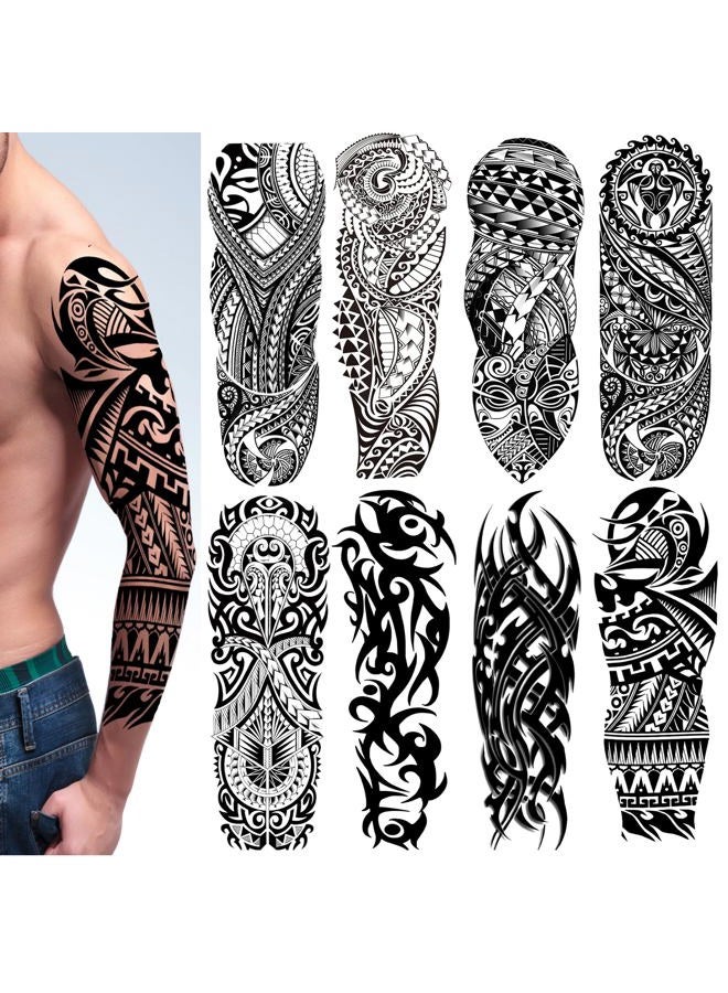 PADOUN Tribal Tattoo Sleeves for Men, 8-Sheet Large Temporary Tattoos Women Black Totem Sleeve Tattoos, Waterproof Realistic Full Sleeve Temporary Tattoos Fake Tattoo - Image 4