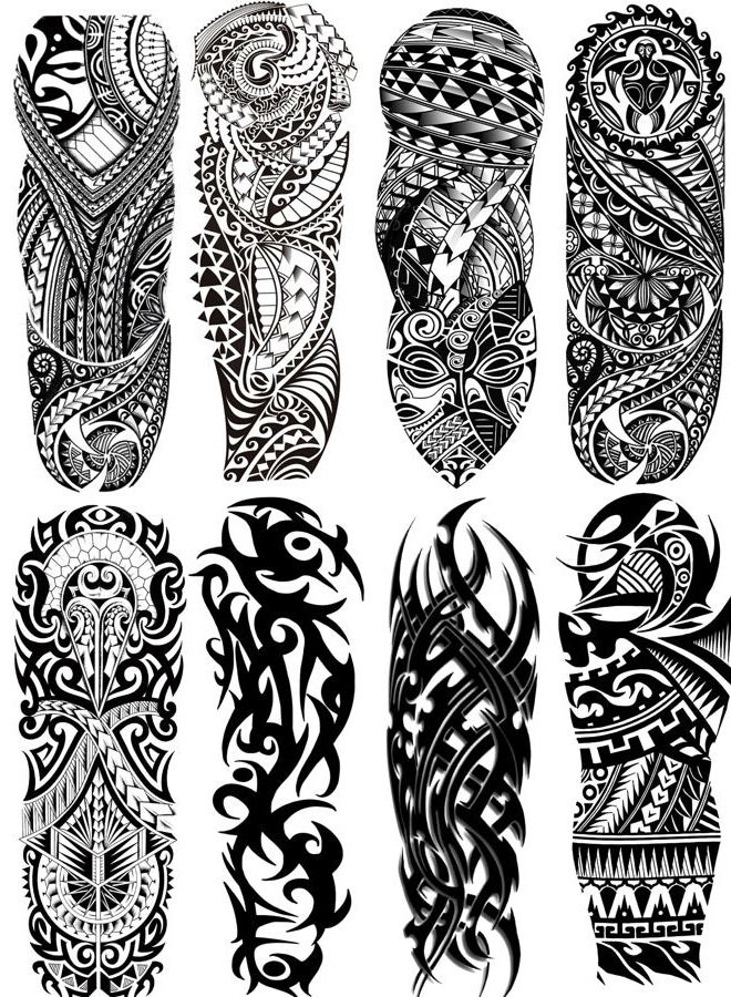 PADOUN Tribal Tattoo Sleeves for Men, 8-Sheet Large Temporary Tattoos Women Black Totem Sleeve Tattoos, Waterproof Realistic Full Sleeve Temporary Tattoos Fake Tattoo - Image 1