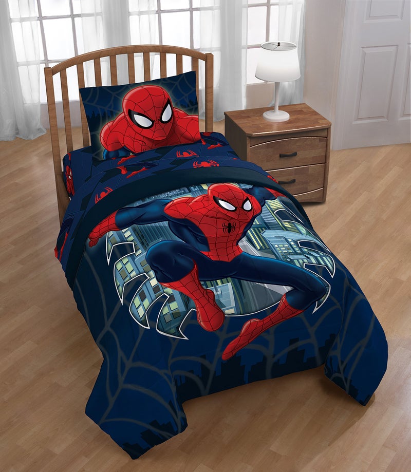 Jay Franco Kids Comforter - Super Soft Reversible Bedding Polyester Microfiber Fill, Blue - Spiderman, Twin/Full - Image 2