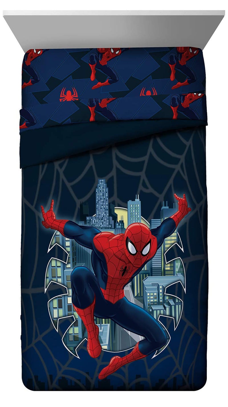 Jay Franco Kids Comforter - Super Soft Reversible Bedding Polyester Microfiber Fill, Blue - Spiderman, Twin/Full - Image 1