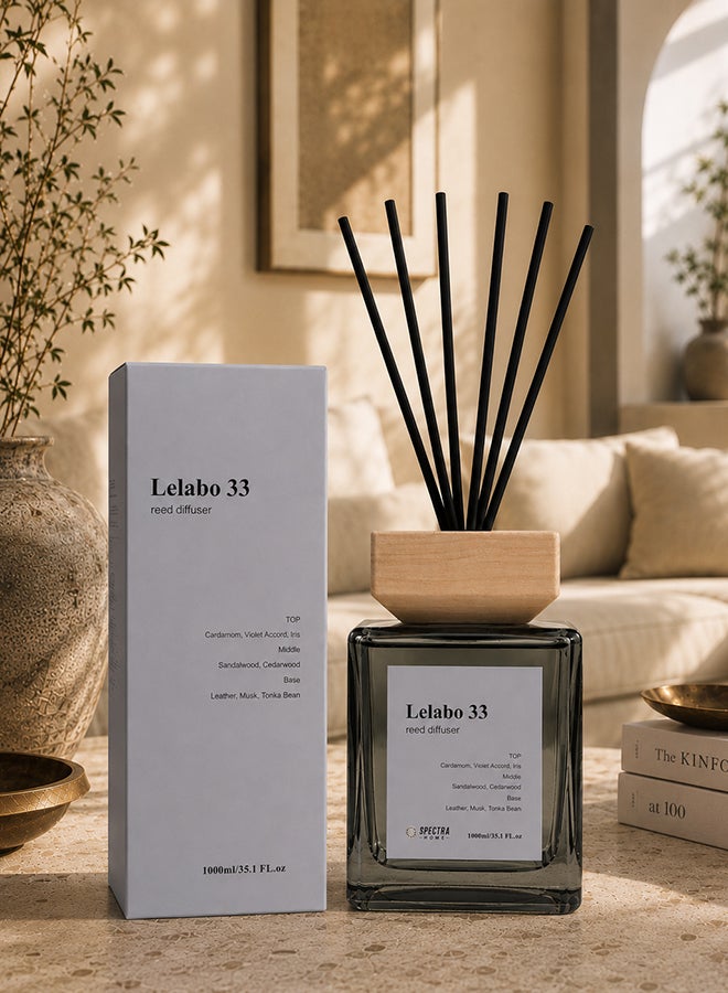 Spectra Home معطر هواء ريد ديفيوزر ليلابو 33، 1000 مل | 1 عبوة | مجموعة معطر هواء، معطر زيت وعصي معطر هواء، ديكور منزلي ومكتبي، عطور وهدايا - Image 1