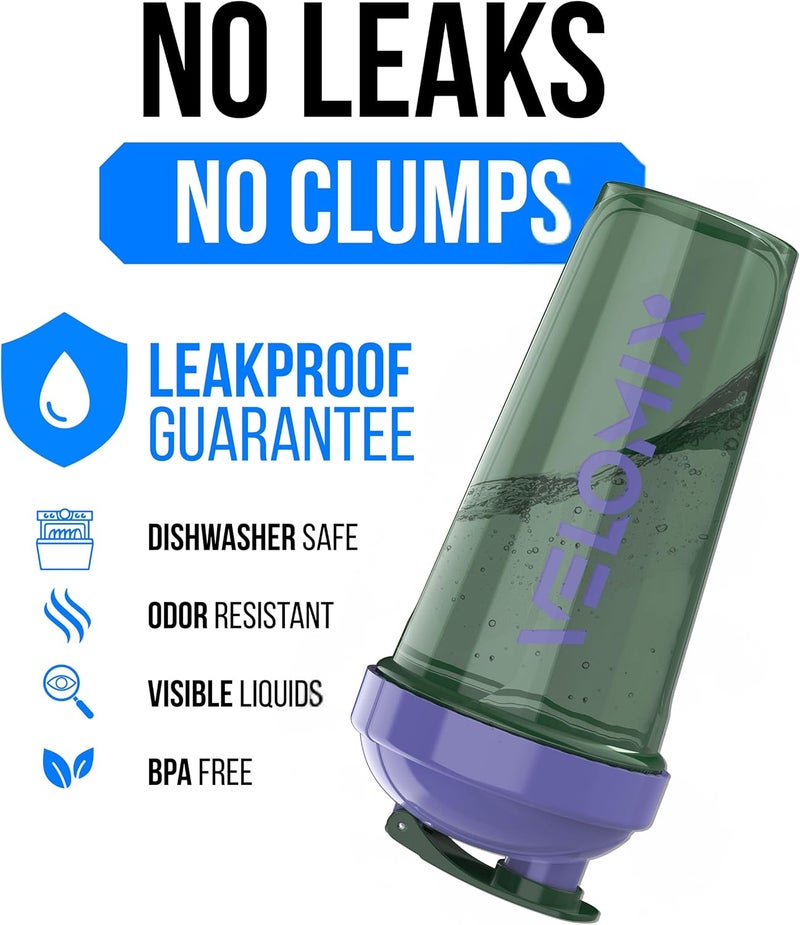 VELOMIX -2 Pack- 28 oz Protein Shaker Bottles for Protein Mixes - 2x Wire Whisk | Leak Proof Shaker Cups for Protein Shakes | Protein Shaker Bottle Pack (Green/Purple) - Image 3