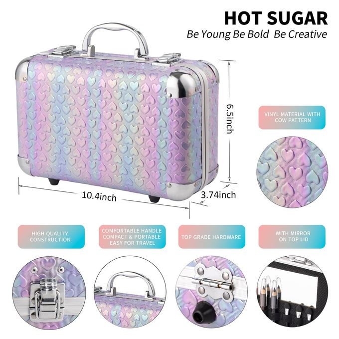 Hot Sugar All In One Makeup Set for Teenager Girls 10-12 Full Makeup Kit for Beginners Includes Eye Shadow Palette Blush Lip Gloss Lipstick Eye Pencil Brush Mirror (Purple Heart) - Image 2