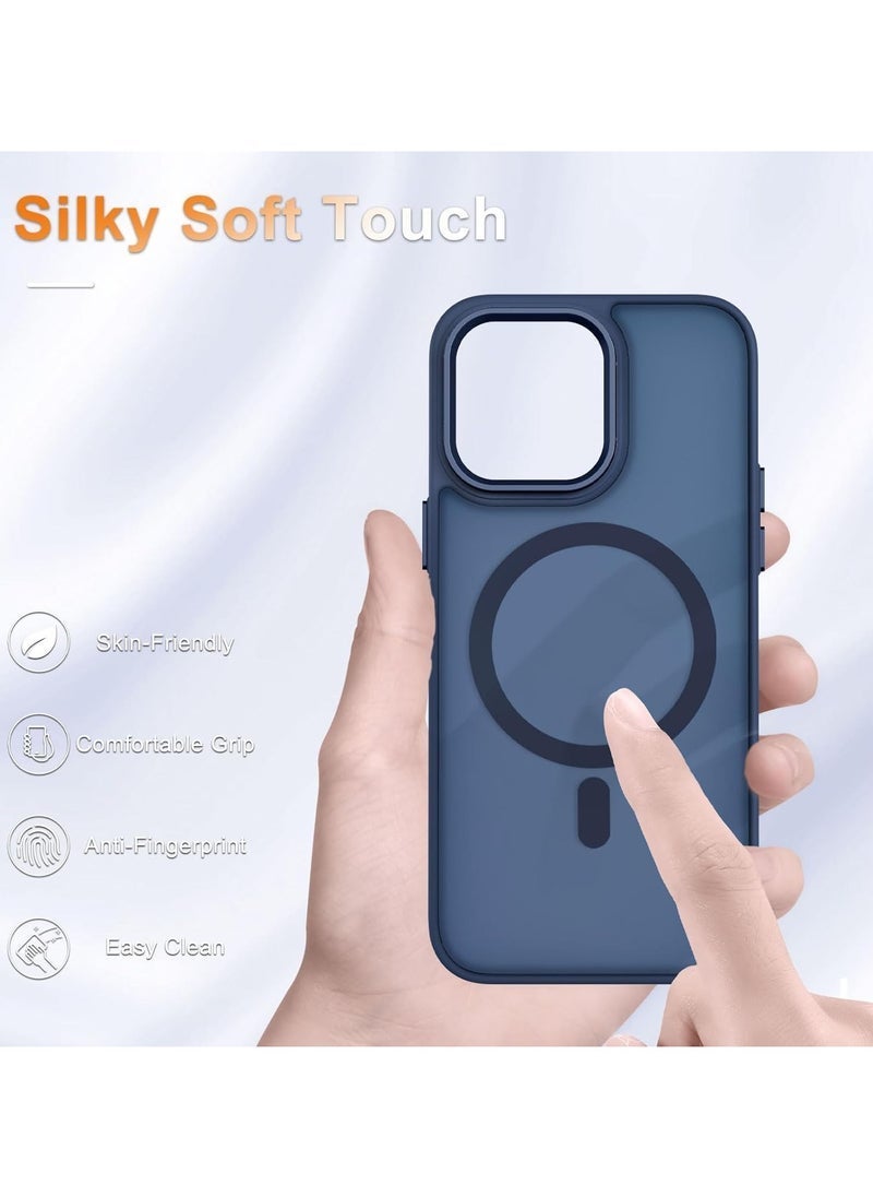 ELTRAZONE iPhone 14 Pro Max Case – Matte Magnetic Phone Case with 1 Screen Protector, Supports Magsafe, Translucent Frosted Slim Shockproof Protective Cover, Navy Blue (6.7 inch) - Image 4