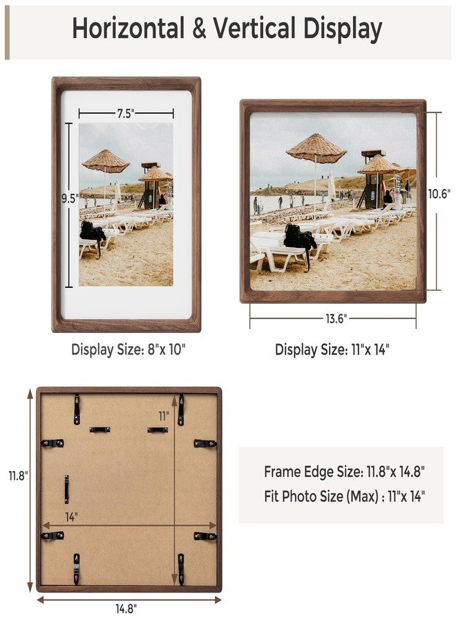 Heimlove إطارات صور هايملوف مقاس 11×14 بوصة، مصنوعة يدويًا من خشب الجوز الطبيعي، إطار شهادة تخرج مع حافة داخلية، مناسب لعرض صور التخرج مقاس 8×10 بوصة، صور عائلية، صور زفاف، صور فوتوغرافية، وشهادات، يُعلق على الحائط. - Image 3