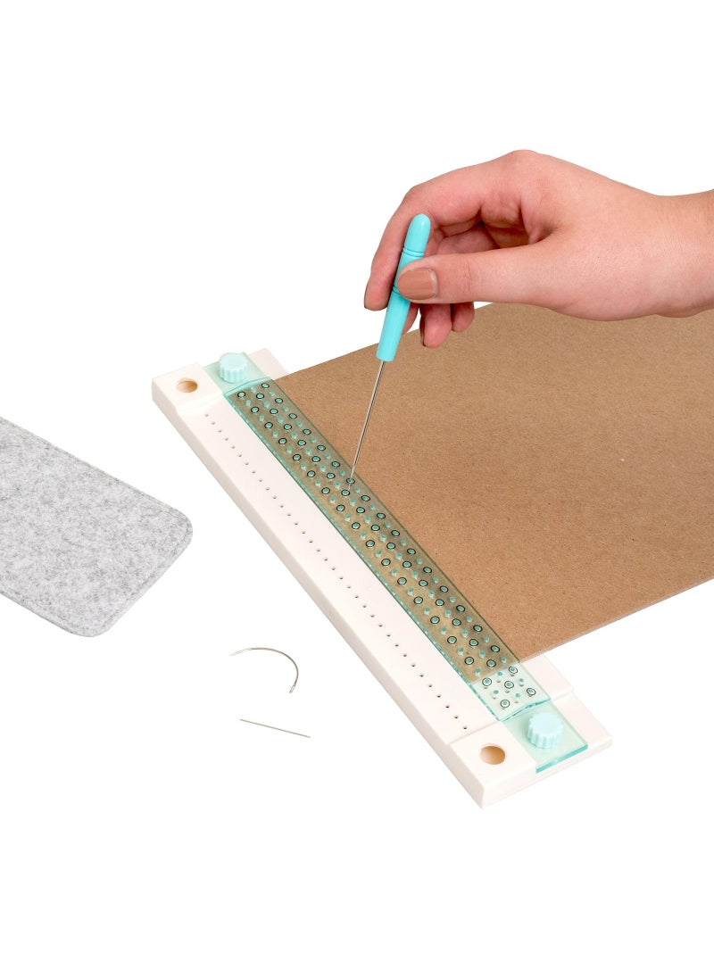 We R Memory Keepers We R Memory Keepers, Journal Book Binding Punch Guide Set, Includes Guide, Awl, Curved and Straight Needle, Waxed Thread, Japanese Stitching Template and Storage, for Japanese and Copic Bound Books  - Image 4