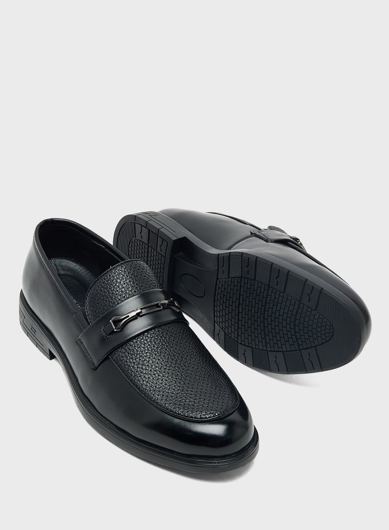 Robert Wood Buckle Detail Formal Slip Ons - Image 3
