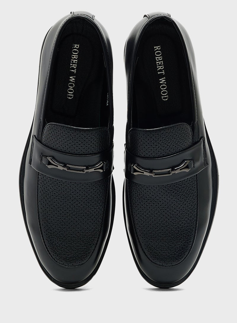 Robert Wood Buckle Detail Formal Slip Ons - Image 4