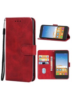 Case Cover Leather Phone Case For Alcatel Tetra Red