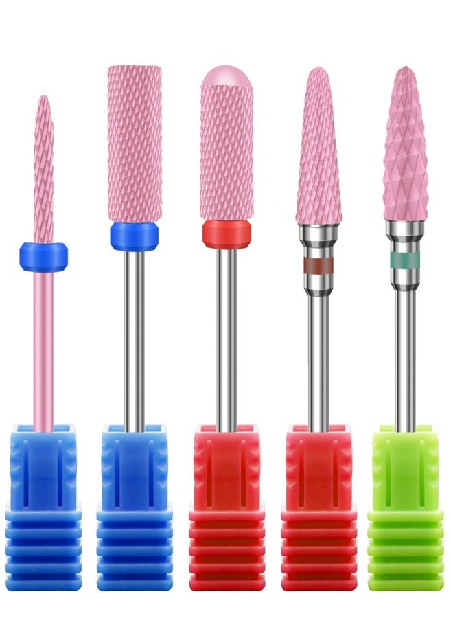 Rolokit 5PCS Ceramic Nail Drill Bits Set, Professional 3/32 Inch Electric Cuticle Drill Bits Nail Tech for Acrylic Gel Nails Polishing Manicure Pedicure, Efile Remover Safety Bit for Home Salon - Image 1