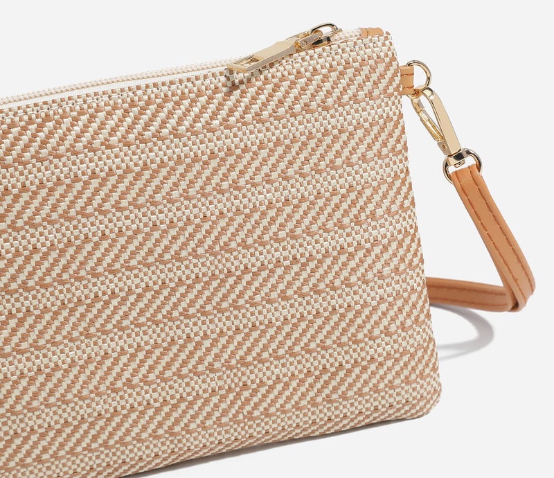 Beurlike Straw Clutch Purses for Women Beach Wristlet Wallet Small Cross body bag for Girls(LightBrown) - Image 5