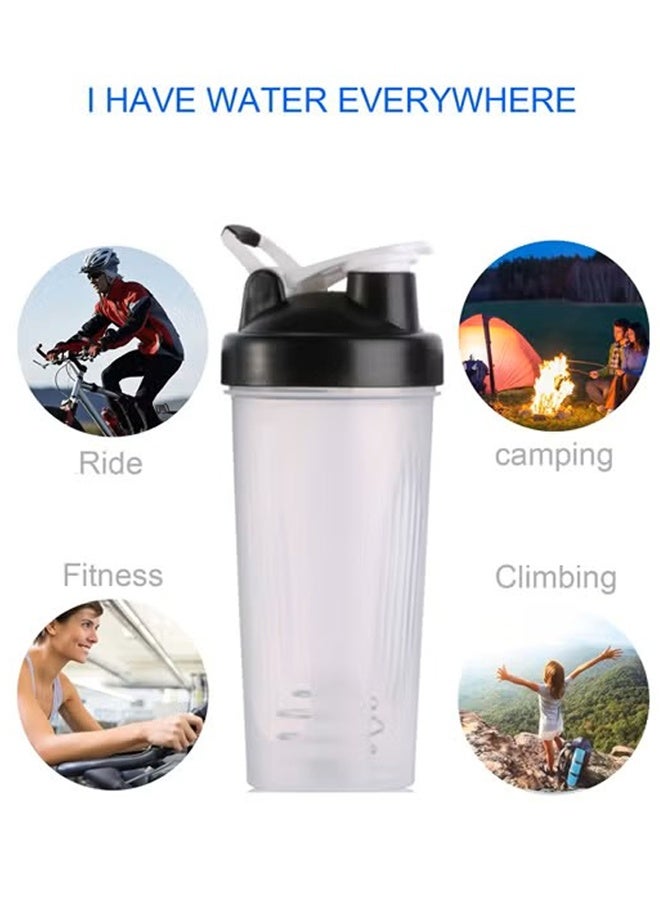 زجاجة خلط سوداء سعة 600 مل مع كرة خلط، كوب خلط بروتين من مادة البولي بروبيلين الخالية من مادة BPA، مناسب للصالة الرياضية والرياضة - Image 2