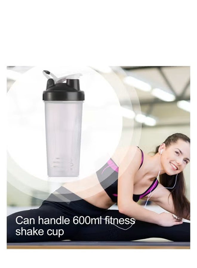 زجاجة خلط سوداء سعة 600 مل مع كرة خلط، كوب خلط بروتين من مادة البولي بروبيلين الخالية من مادة BPA، مناسب للصالة الرياضية والرياضة - Image 3
