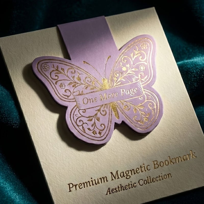 Purple Butterfly Vintage Gold Foil Magnetic Bookmark Cute Reading Accessory - Image 5