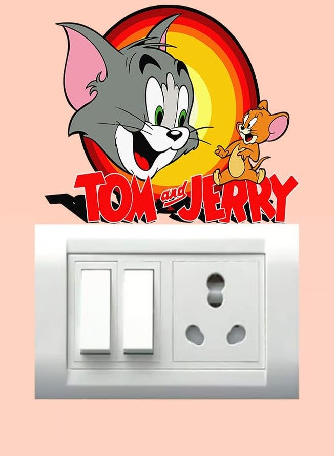 WallDaddy Switch Board Stickers for Home Decoration Set of 6 Stickers for Walls of Home Tom & Jerry Wall Stickers for Home | PVC Vinyl Stickers Switch Panel Stickers for Wall | Cartoon Wall Stickers - Image 4