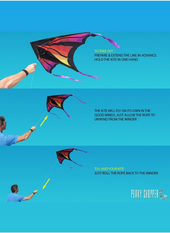 JUMEIRAH BEACH KITE - Jumeirah Beach Kite for Kids & Adults, Str Kites for Beginner with 1.6 Meter Strong Kite String with Winder Handle, Lightweight Kite Paper, Sport & Outdoor Toys Is Great for All Ages - Game of Drogon - Image 1