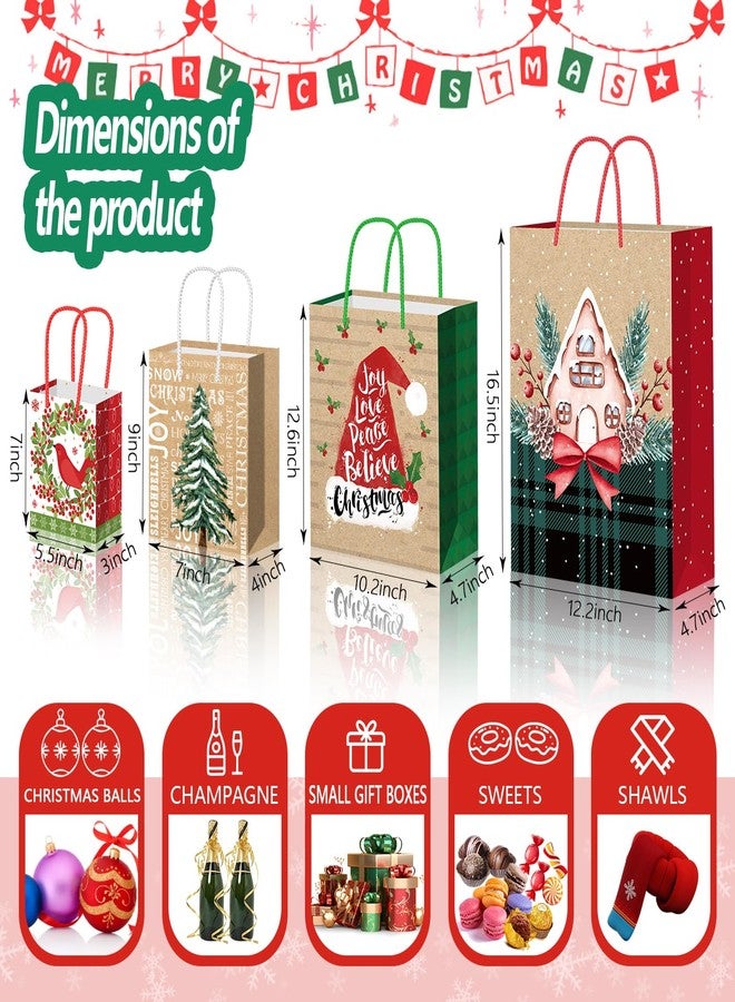 WLUSEAXI 24 Pack Christmas Gift Bags Assorted Sizes with 24 Gift Tags,Christmas Paper Bags Bulk with Handle,6 Jumbo 6 Large 6 Medium 6 Small for Holiday Presents, Xmas Party Favors - Image 2