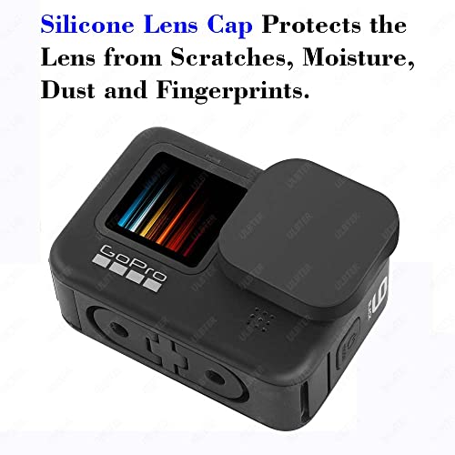 ULBTER حقيبة تخزين صغيرة ULBTER لكاميرا GoPro Hero12 Hero11 Hero10 Hero9 Hero8 Black + غطاء عدسة مطاطي لكاميرا GoPro Hero 12 11 10 9 8، صندوق رمادي لحمل الملحقات [2+1 عبوة] - Image 2