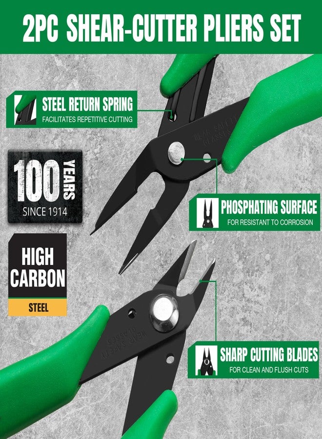 اس كي كي طقم كماشة مقص وقاطع من قطعتين من SK، كماشة مقص صغيرة مسطحة مقاس 5 بوصات وكماشة صغيرة ذات أنف إبرة مقاس 5.5 بوصة، مع مقابض آمنة - Image 3