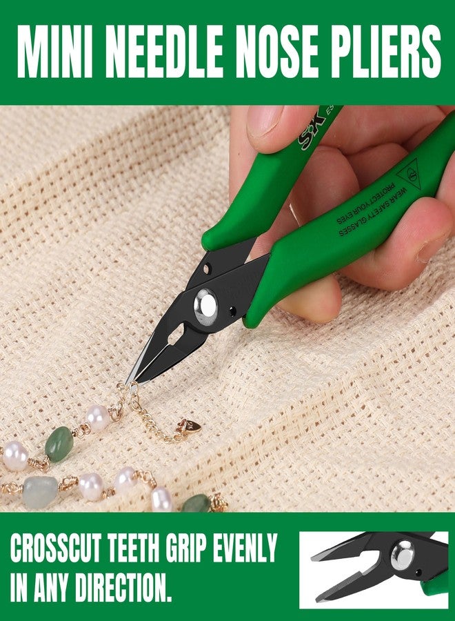 اس كي كي طقم كماشة مقص وقاطع من قطعتين من SK، كماشة مقص صغيرة مسطحة مقاس 5 بوصات وكماشة صغيرة ذات أنف إبرة مقاس 5.5 بوصة، مع مقابض آمنة - Image 5