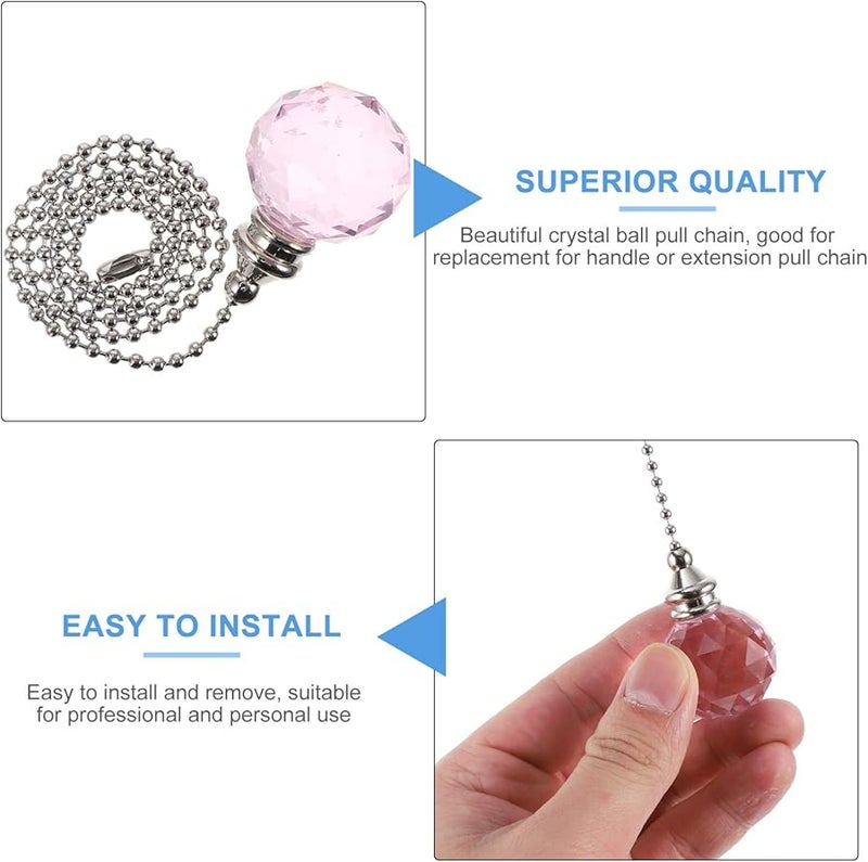 Lifkome 2 حزمة من سلسلة سحب الكريستال الممتدة لمروحة السقف والضوء بتشطيب لامع - Image 4