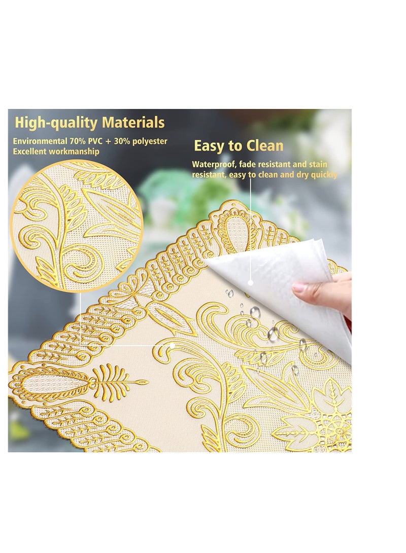 SYOSI SYOSI Placemats Kitchen Table Mat for Dining Table Non-Slip Washable Heat Resistant Plate Mat Rectangle Gold Bloom Kitchen Table Mats Placemats for Kitchen Wedding Restaurant TableSet of 6 - Image 5
