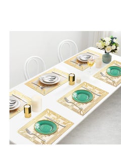 SYOSI SYOSI Placemats Kitchen Table Mat for Dining Table Non-Slip Washable Heat Resistant Plate Mat Rectangle Gold Bloom Kitchen Table Mats Placemats for Kitchen Wedding Restaurant TableSet of 6  - Image 3
